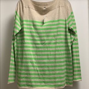 Tan bright green striped sweater